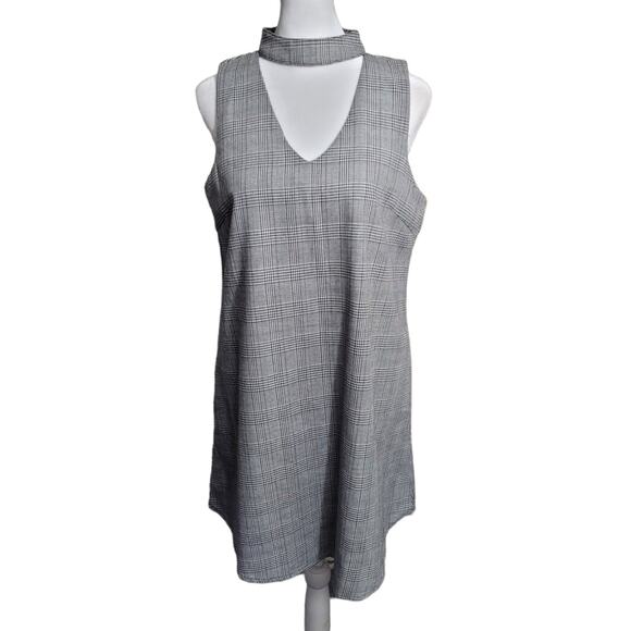 NWT Hem Thread Plaid Choker Dress Sm Preppy Collared Cutout Style Academia Core - Picture 2 of 10
